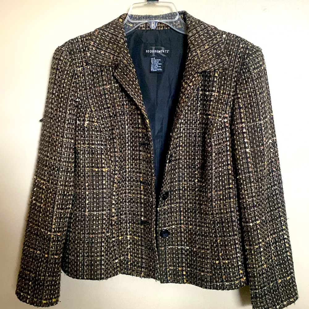 Button front polye acrylic & cotton tweed jacket. No shipping